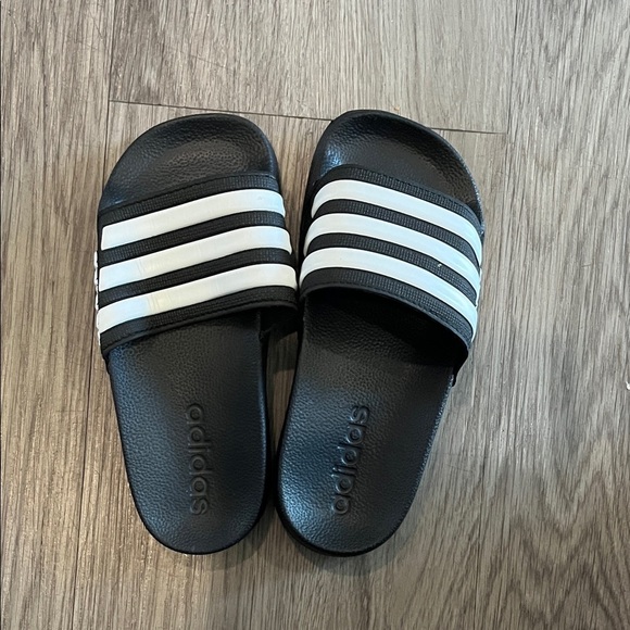 adidas Other - Adidas Black Slides with White Stripes New!